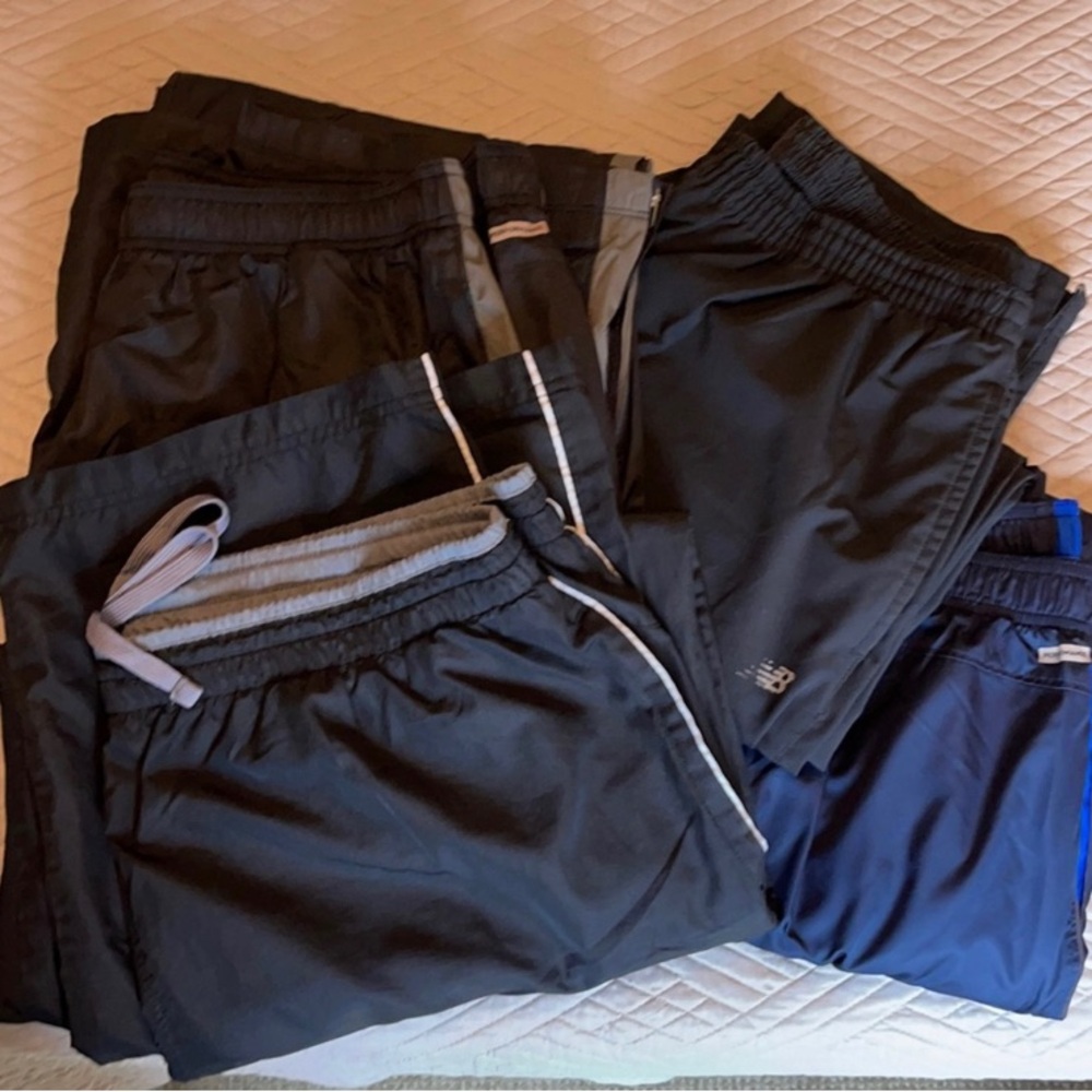 Set of 4 men's long workout pants/Parachute Pants 3 black 1 navy